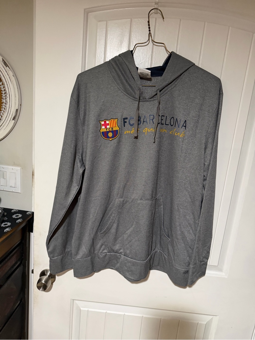FC Barcelona Gray Crewneck Hoodie - Men's Pullover Sweatshirt
